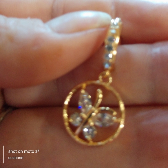 Woman's butterfly diamond topaz zircon earrings - Picture 5 of 6